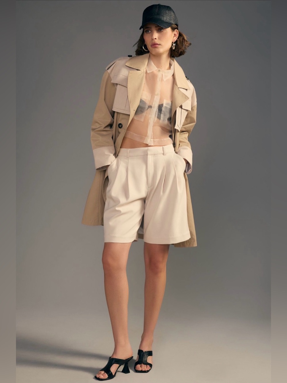 Anthropologie Maeve The Avery Pleated Trouser Shorts, Long Shorts, Cream, Size 6